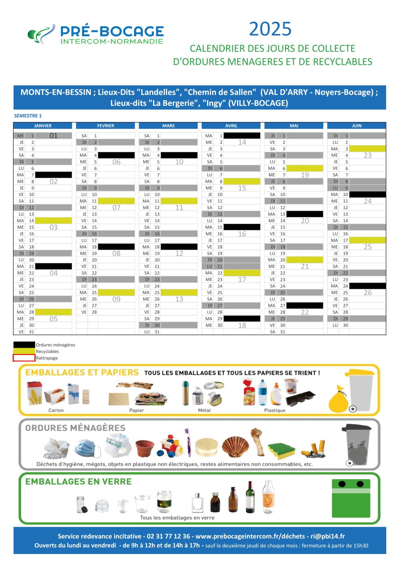 Calendrier collecte Lieux-Dits 